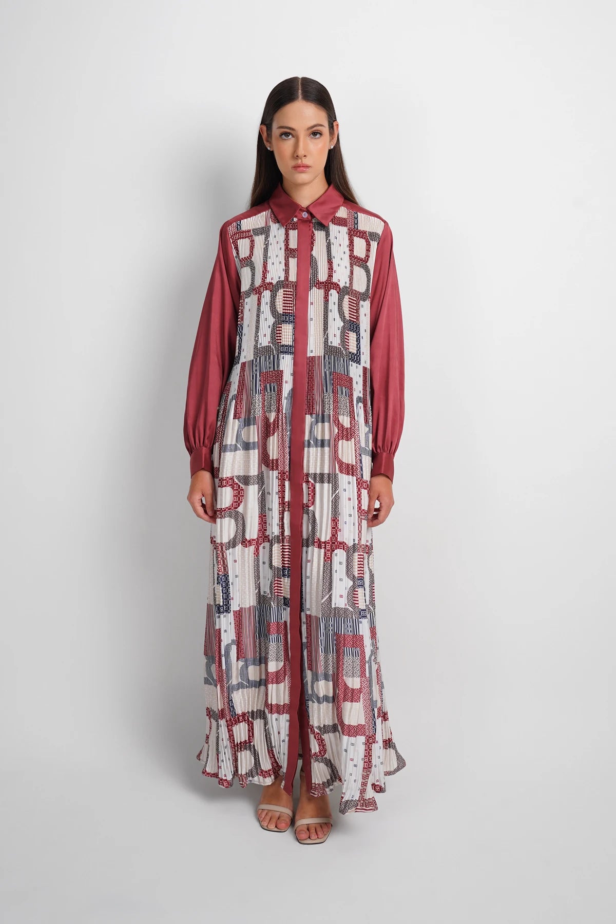 Mono Multilogo Pleated Satin Dress - Monaco