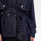 Mono Puzzle Jacquard Denim Outer - Dark Blue
