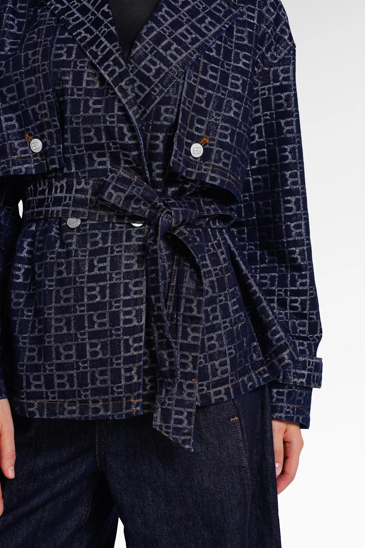 Mono Puzzle Jacquard Denim Outer - Dark Blue