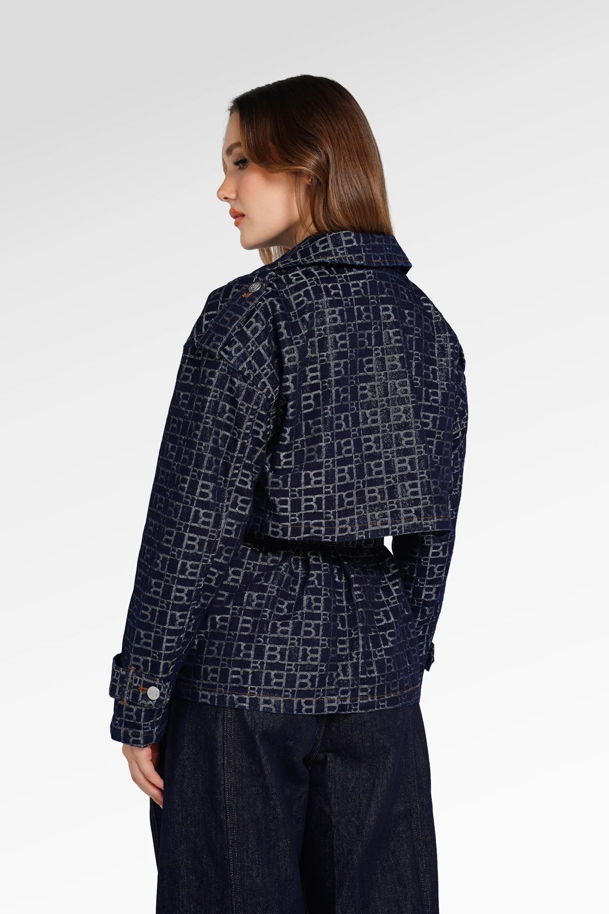 Mono Puzzle Jacquard Denim Outer - Dark Blue
