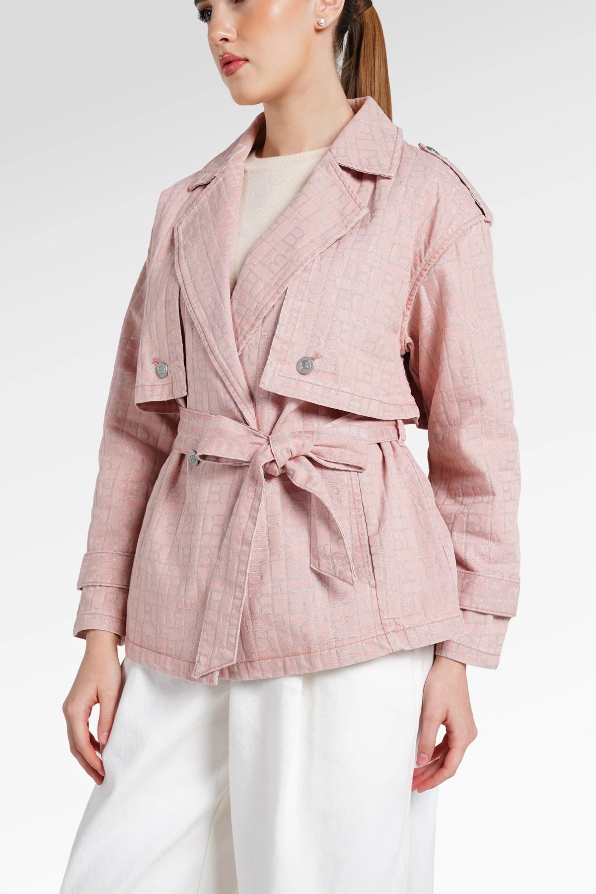 Mono Puzzle Jacquard Denim Outer - Pink
