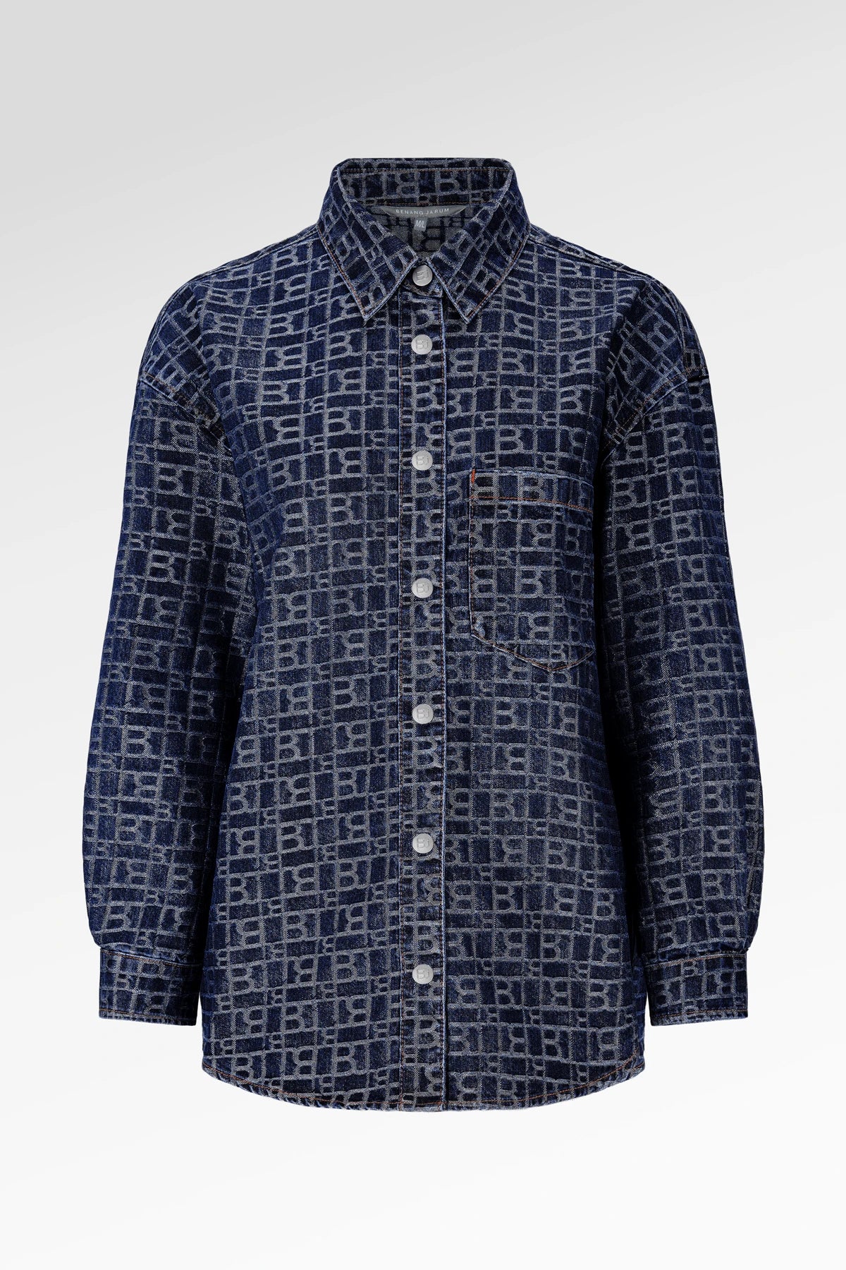 Mono Puzzle Jacquard Denim Shirt - Dark