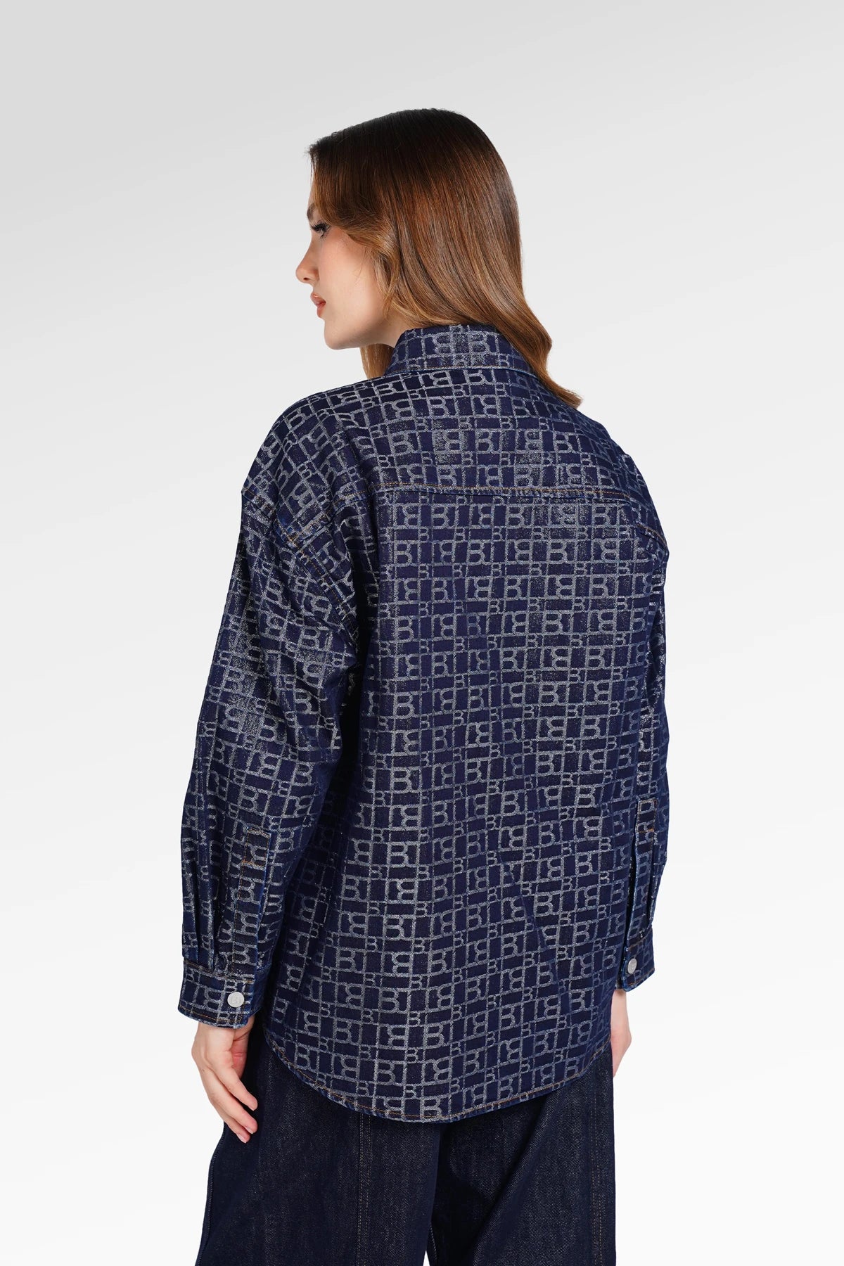 Mono Puzzle Jacquard Denim Shirt - Dark