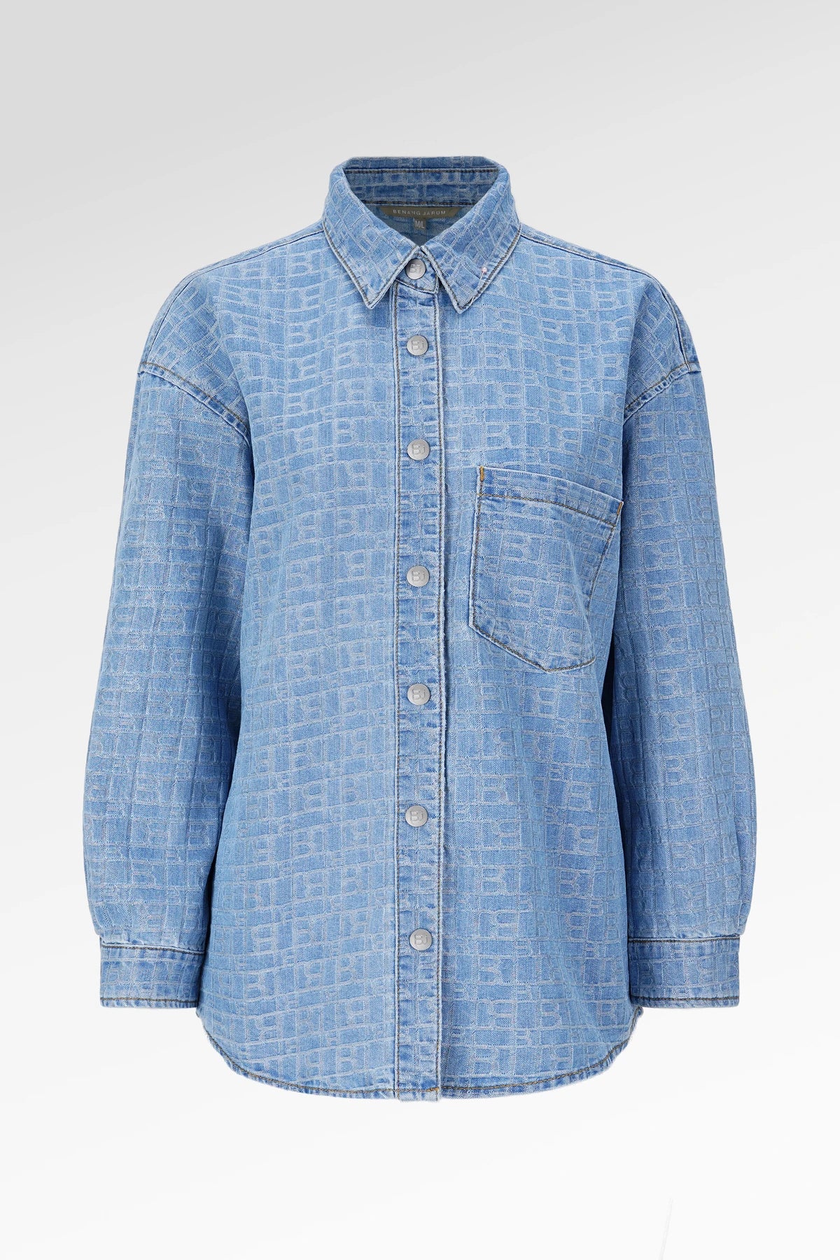 Mono Puzzle Jacquard Denim Shirt - Light Blue