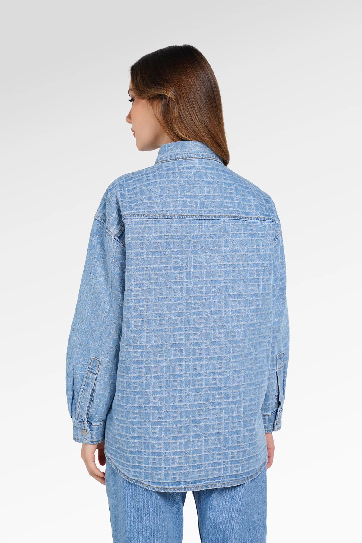 Mono Puzzle Jacquard Denim Shirt - Light Blue