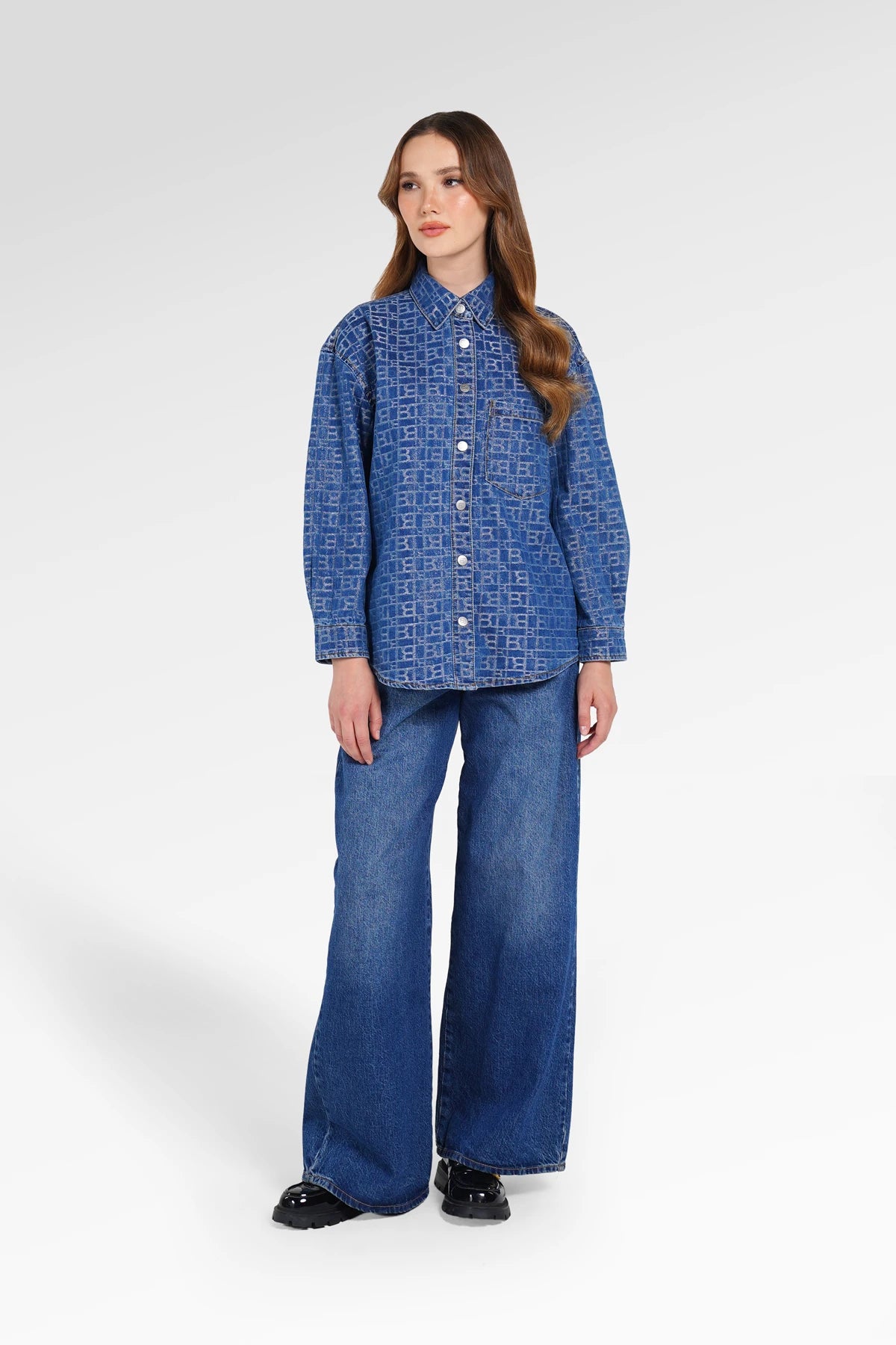 Mono Puzzle Jacquard Denim Shirt - Medium