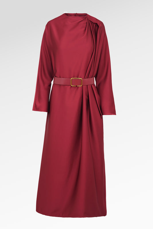Mya Drapery Dress - Maroon