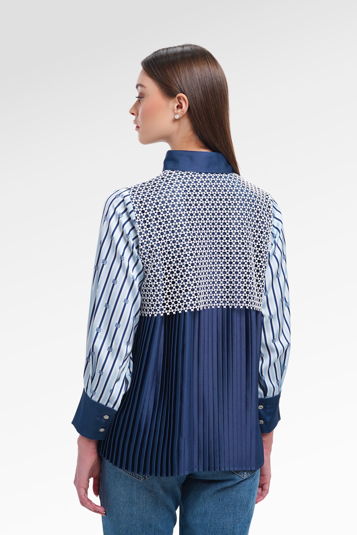 Myra Lace Shirt - Indigo Blue