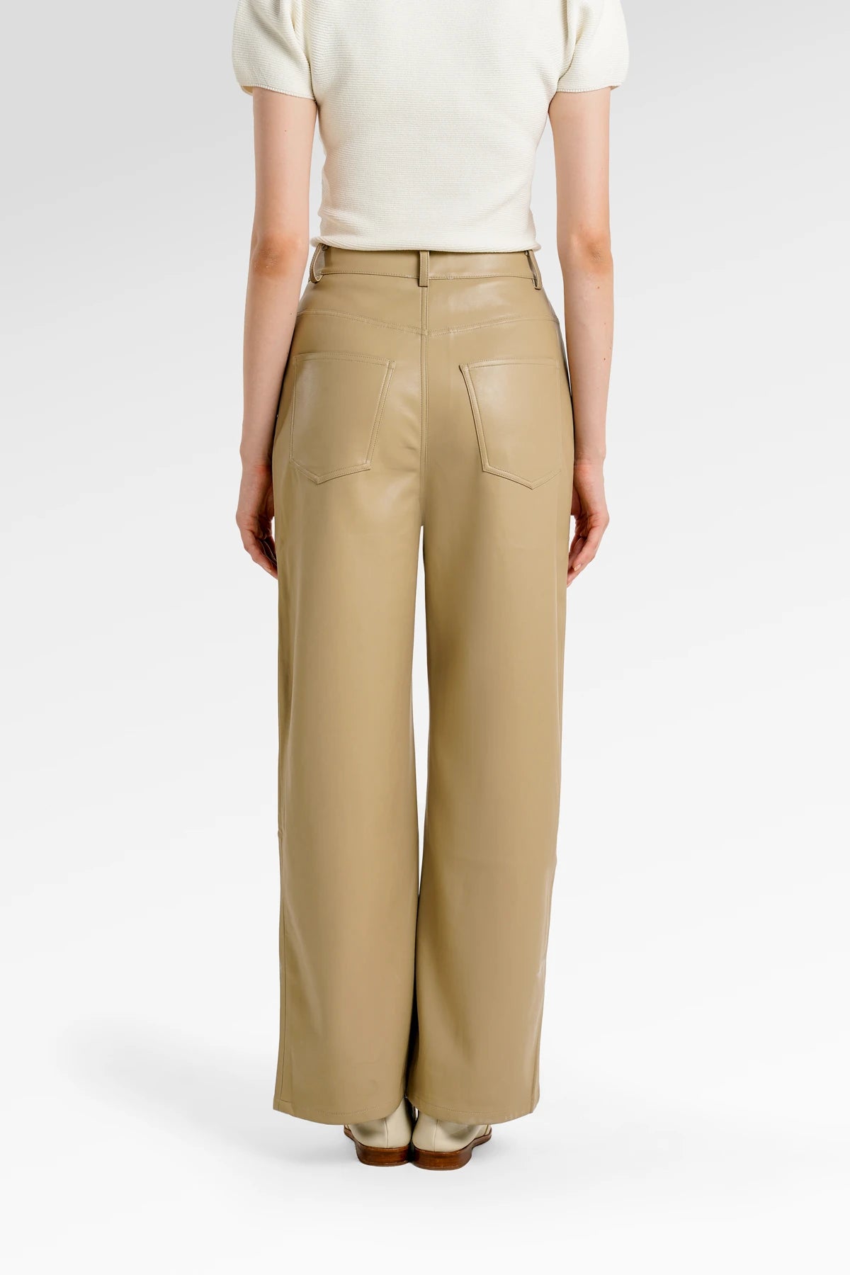 Myra Leather Pants - Khaki