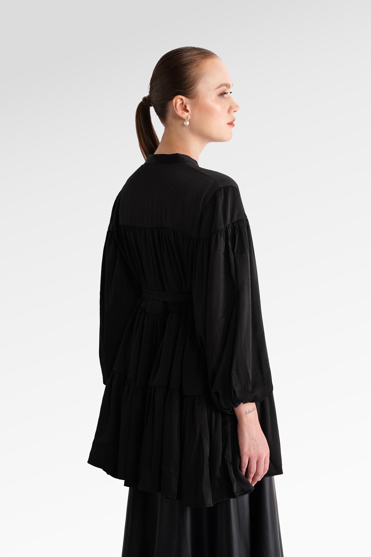 Nara Gathered Shirt - Black