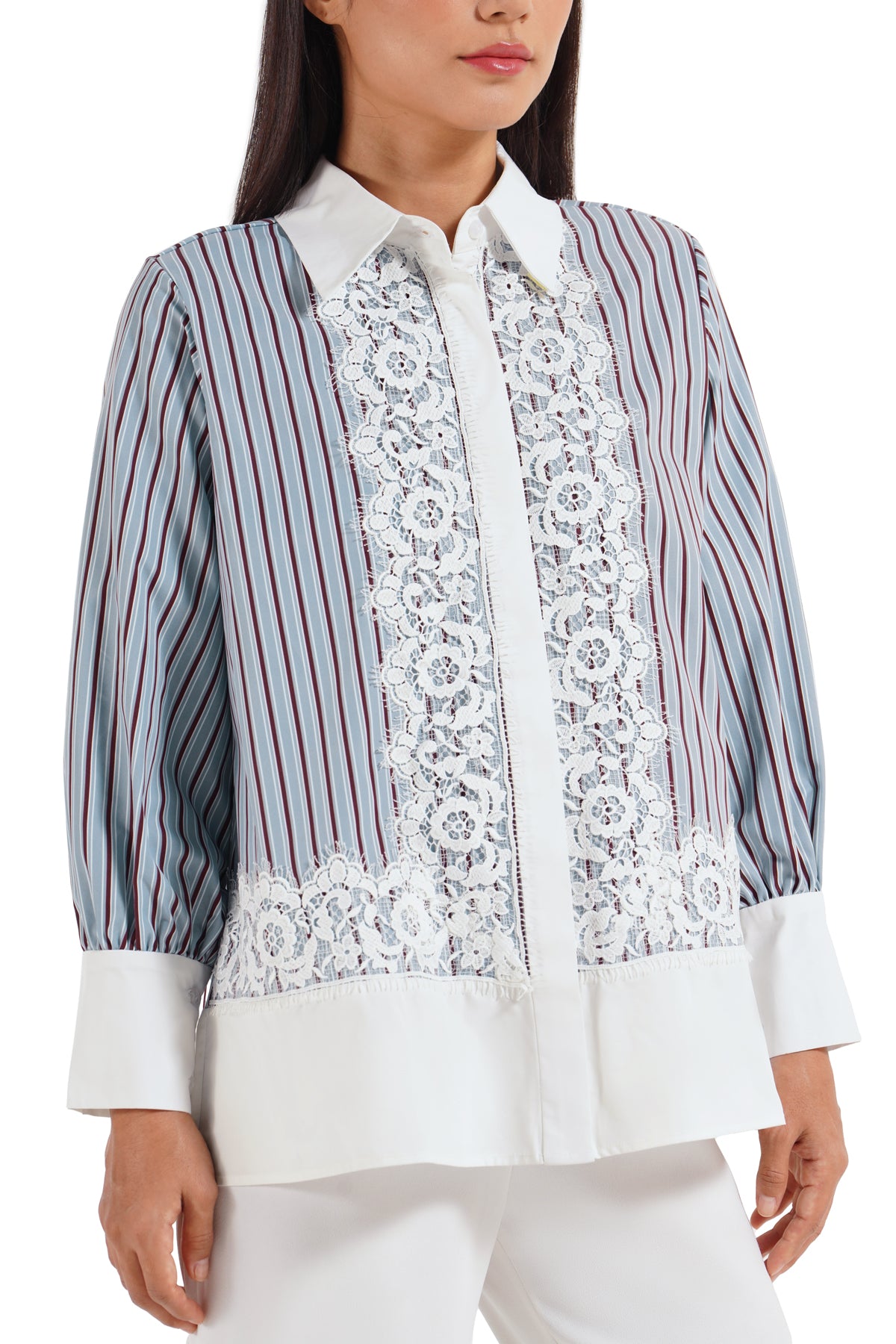 Nara Lace Shirt - Ash Blue