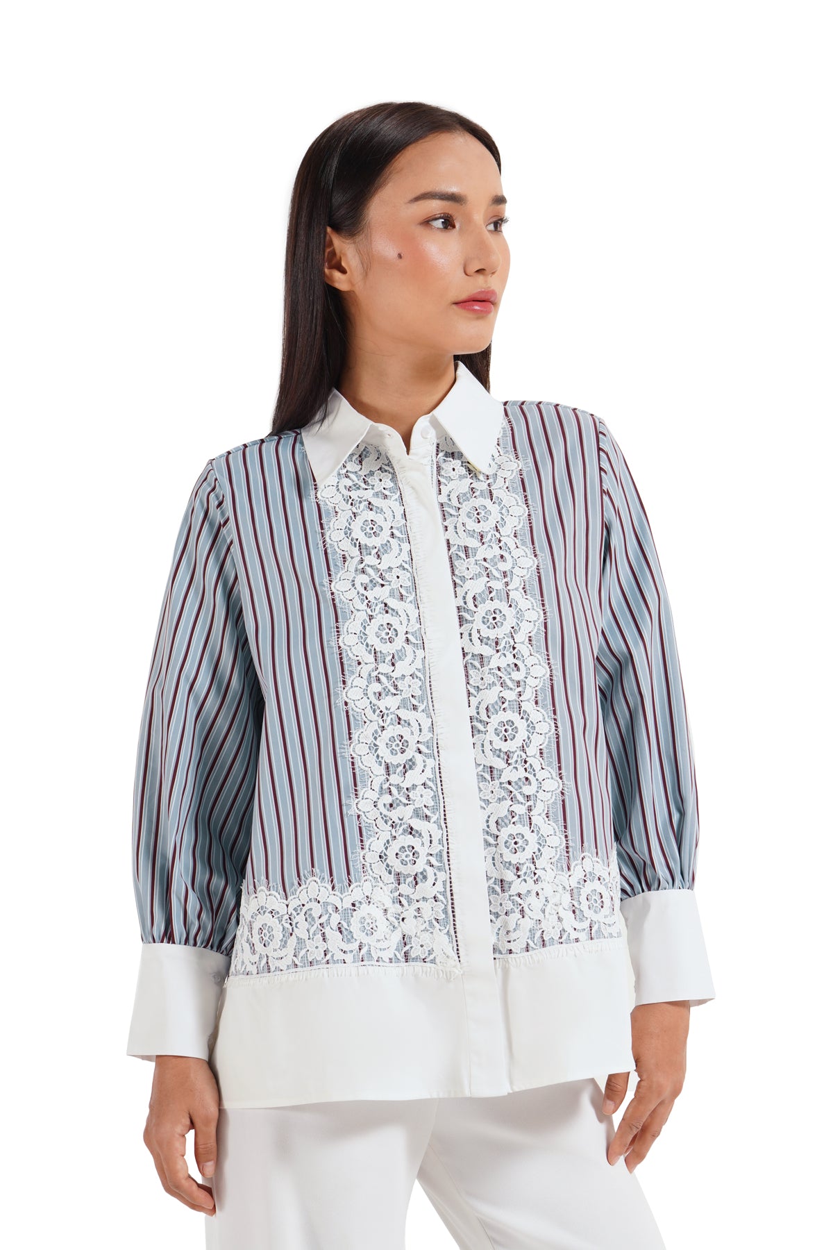 Nara Lace Shirt - Ash Blue