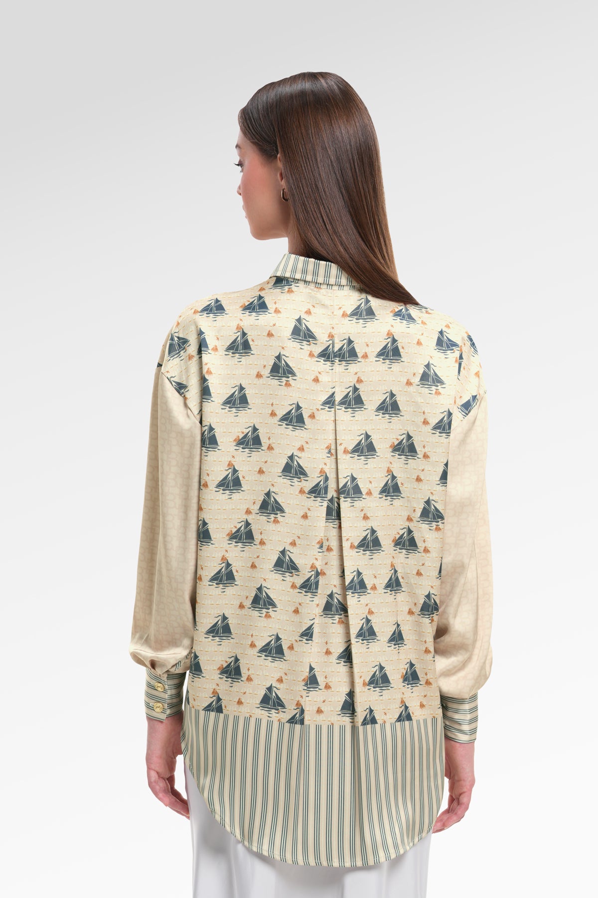 Nauticagram Satin Shirt - Coral