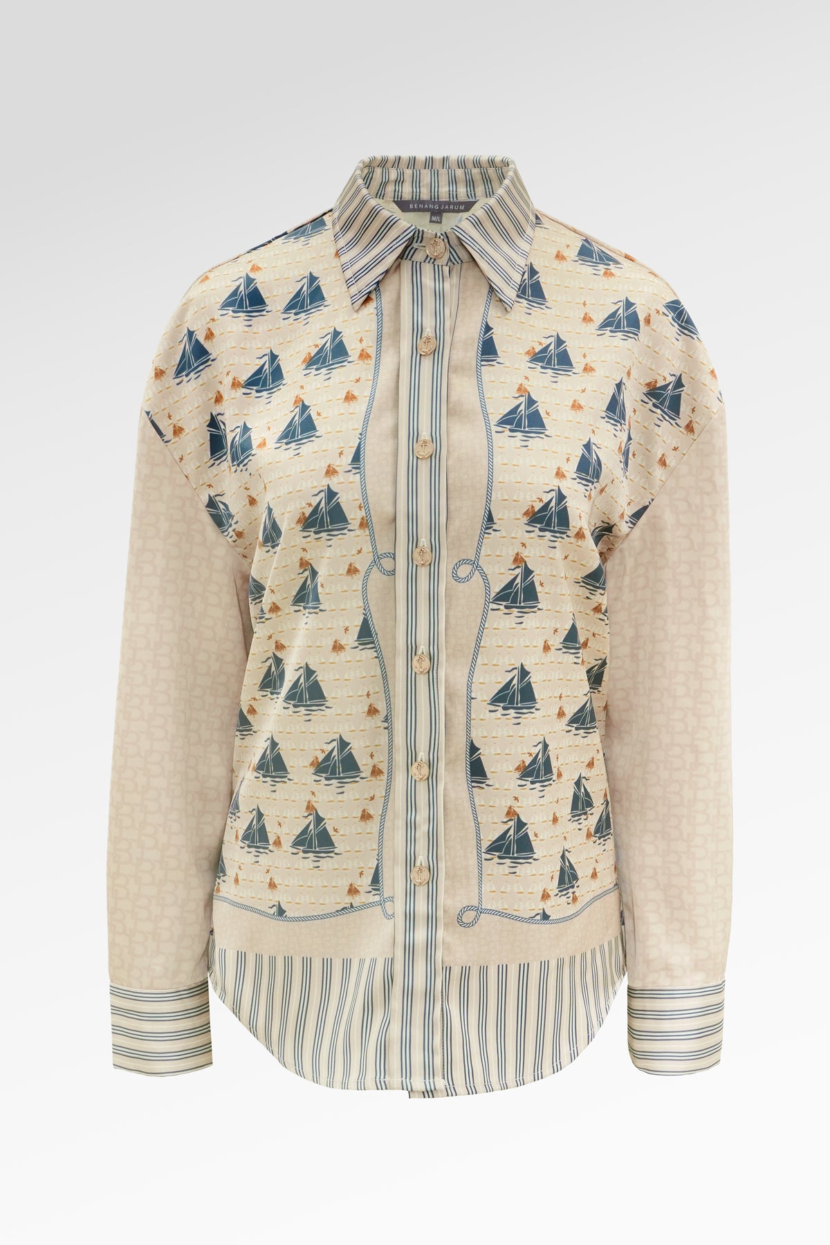 Nauticagram Satin Shirt - Coral