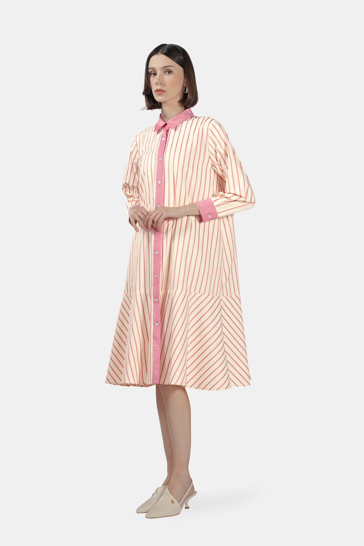 Nayleen Stripey Dress - Tender Peach