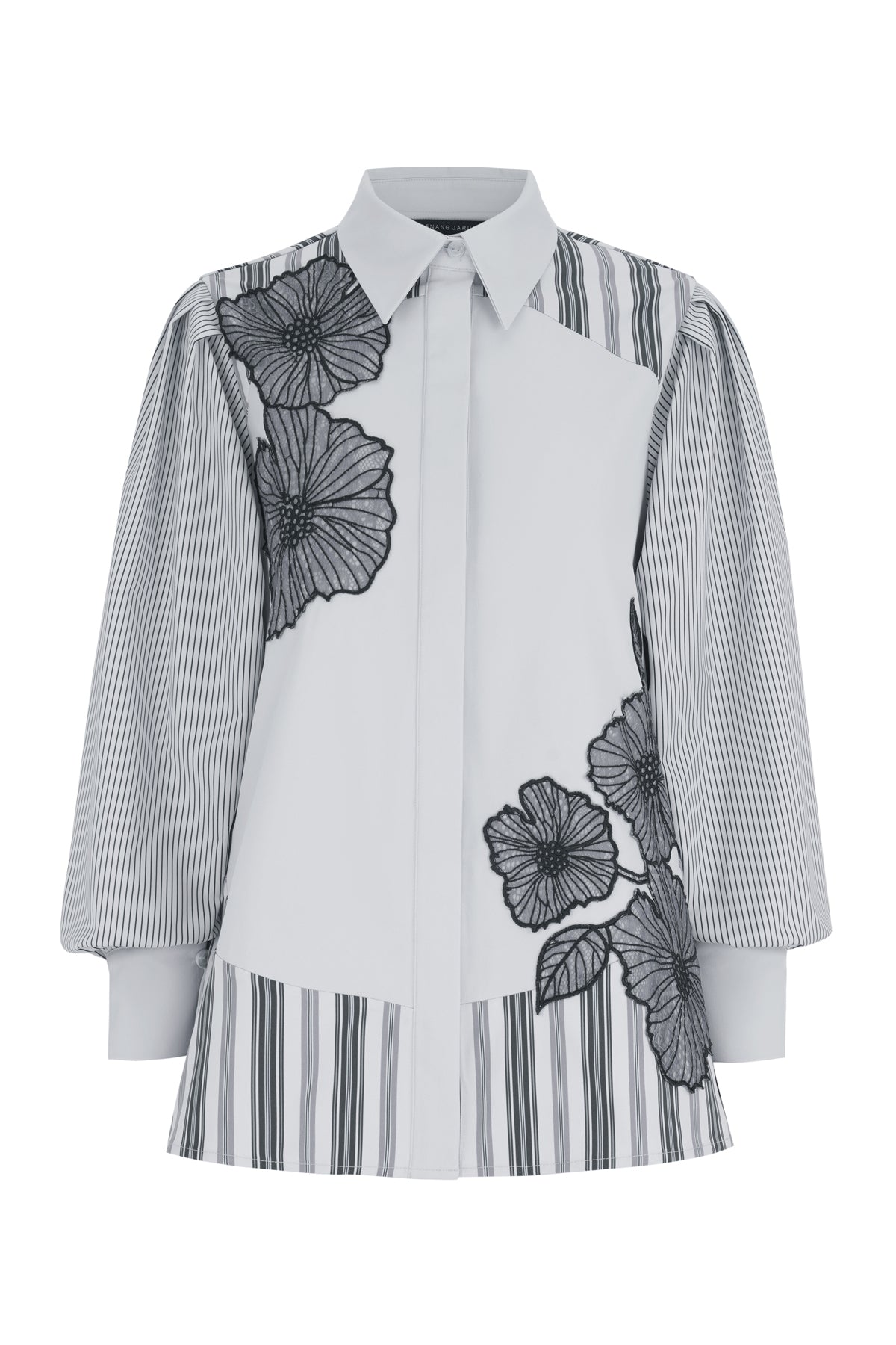 Nixie Embroidery Shirt - Ash Grey