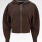 Nola Crop Zip Up Hoodie - Brown
