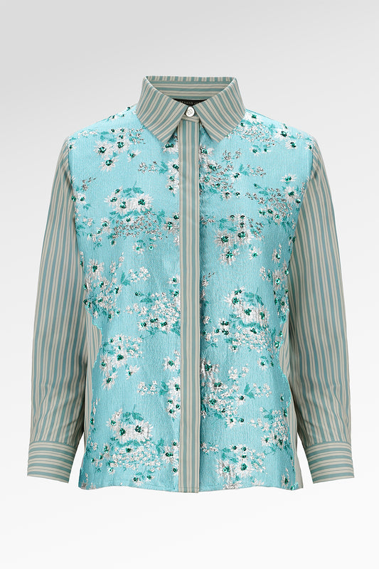 Noora Jacquard Shirt - Frosted Bloom