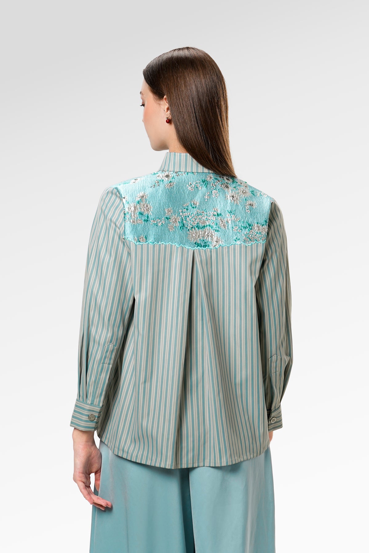Noora Jacquard Shirt - Frosted Bloom