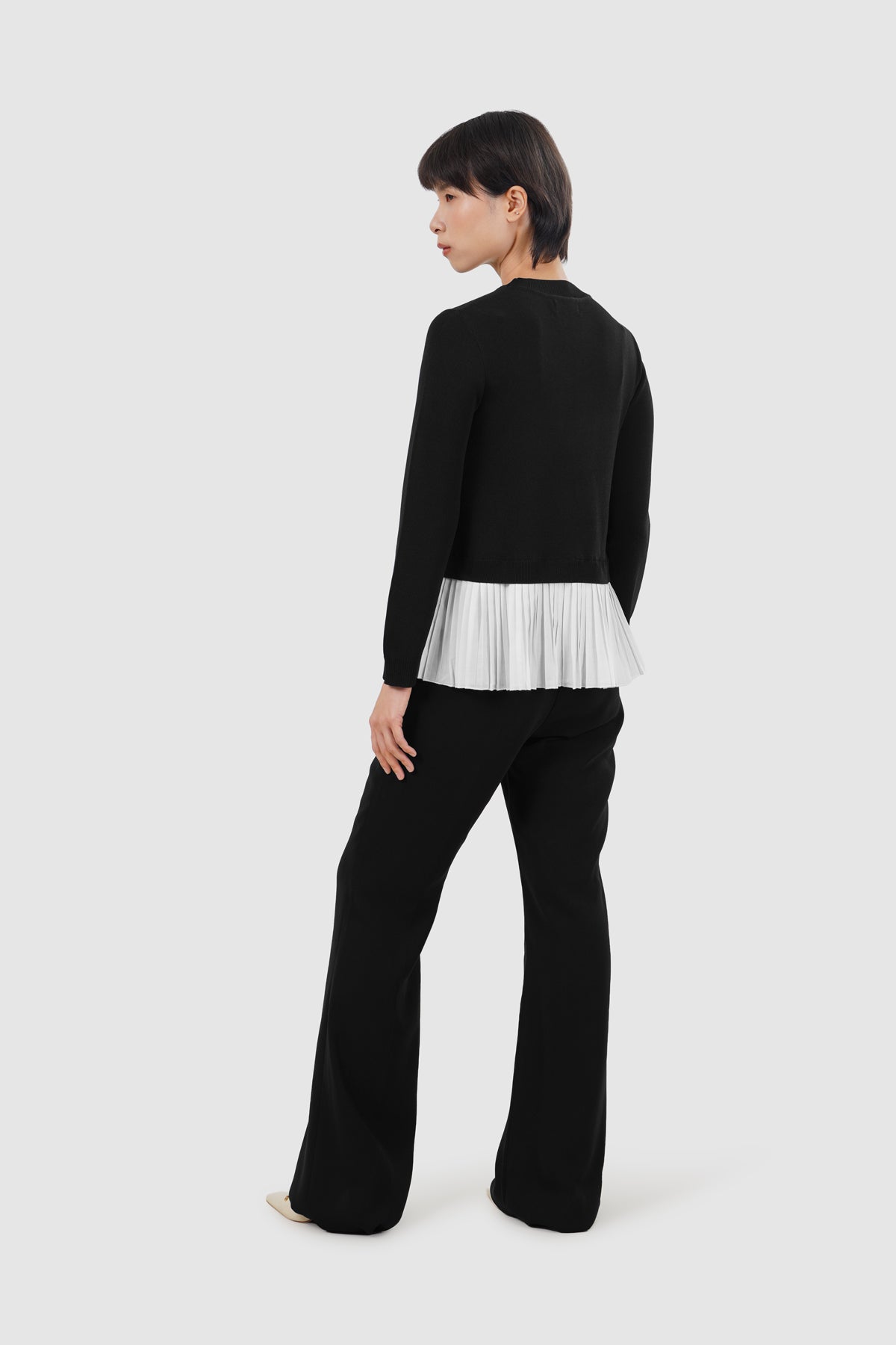 Nyla Mix Fabric Top - Black