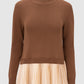 Nyla Mix Fabric Top - Tan