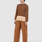 Nyla Mix Fabric Top - Tan