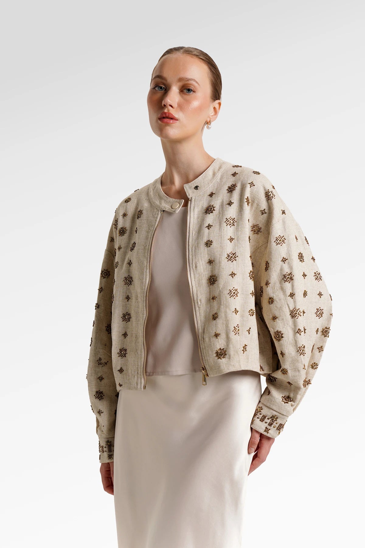 Olivia Crop Jacket - Linen