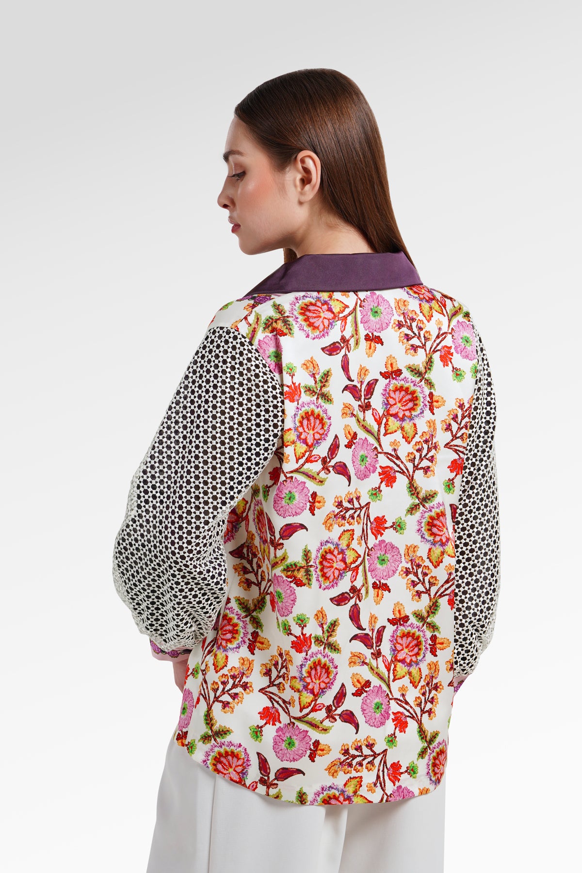 Opulent Bloom Satin Shirt - Berry Bloom