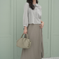 Moss Grey Pleated Skirt