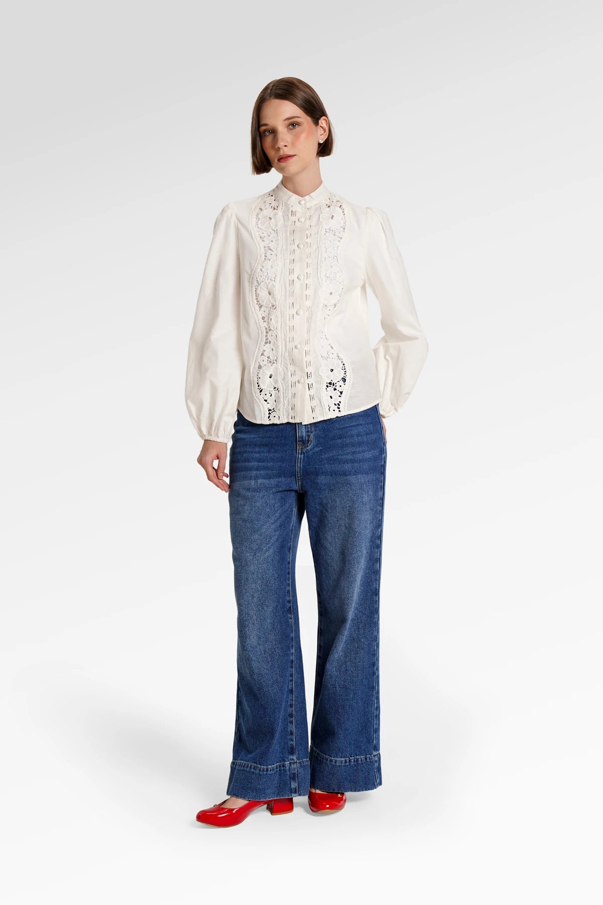 Rachel Lace Shirt - Off White