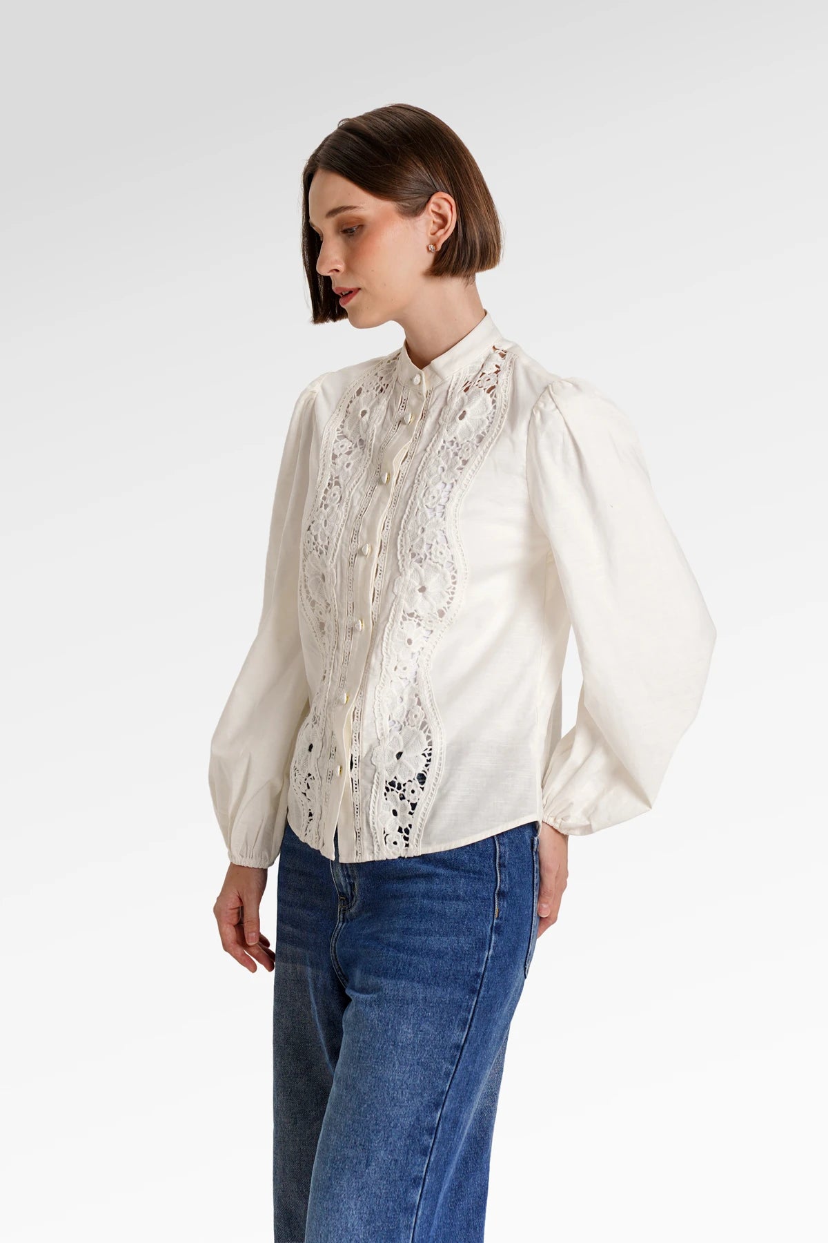 Rachel Lace Shirt - Off White