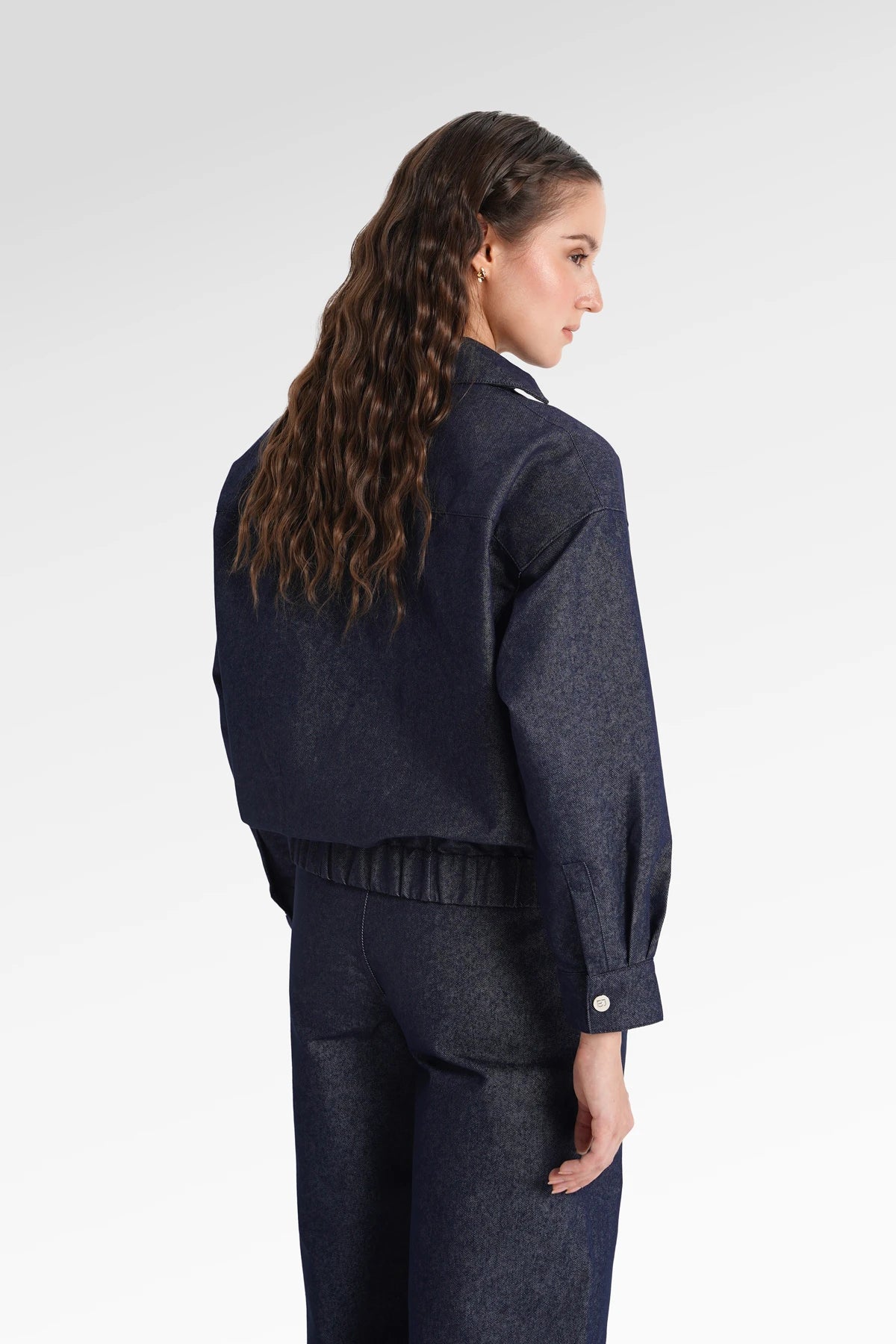 Raine Denim Overlap Top - Denim Blue