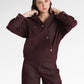 Raine Denim Overlap Top - Maroon
