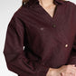 Raine Denim Overlap Top - Maroon