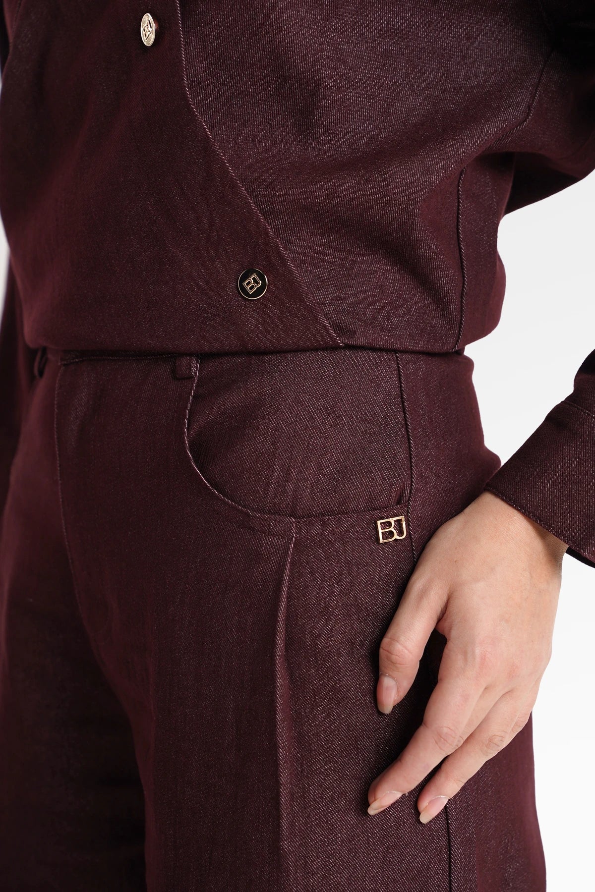 Raine Denim Pants - Maroon