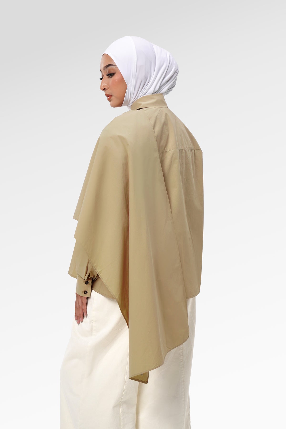 Rhea Cape Shirt - Khaki