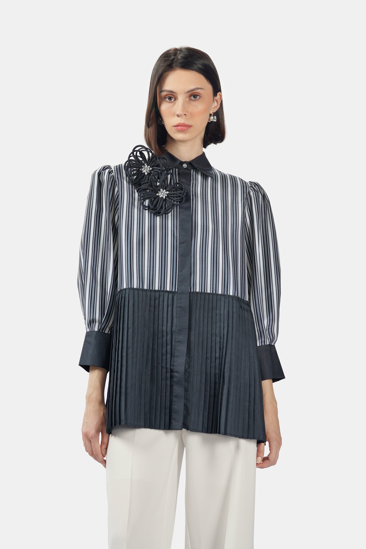 Rora Pleats Shirt - Charcoal