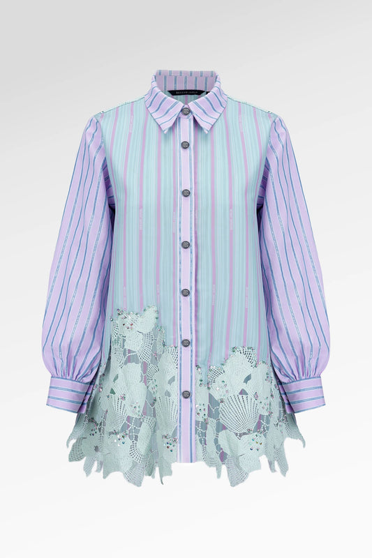 Secret Of The Sea Asymmetric Lace Shirt - Shell