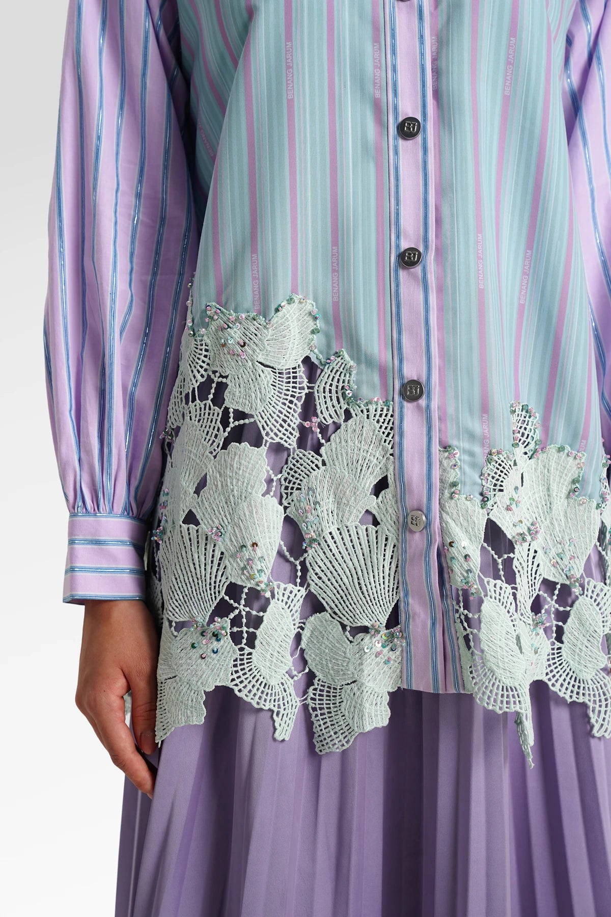 Secret Of The Sea Asymmetric Lace Shirt - Shell