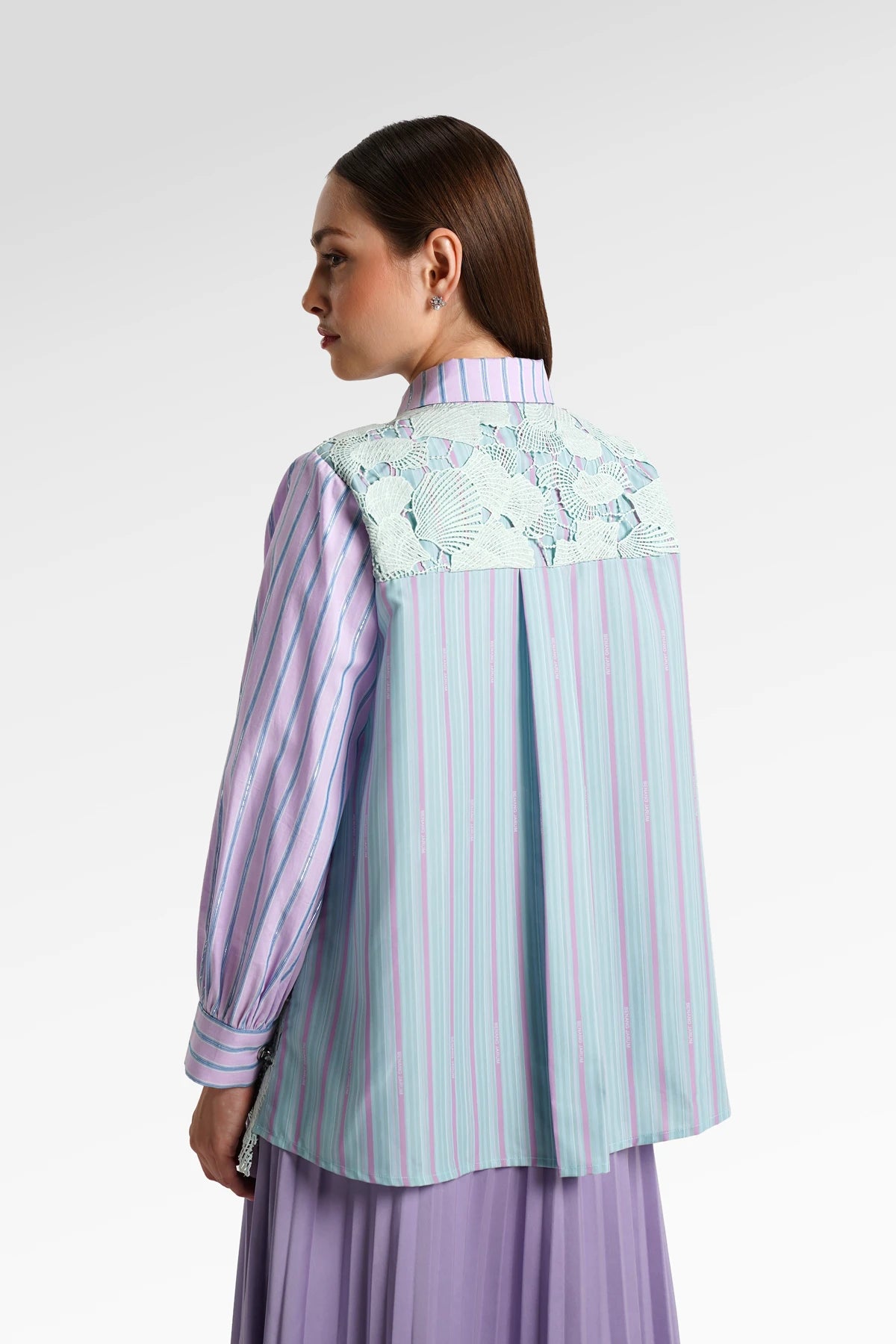 Secret Of The Sea Asymmetric Lace Shirt - Shell