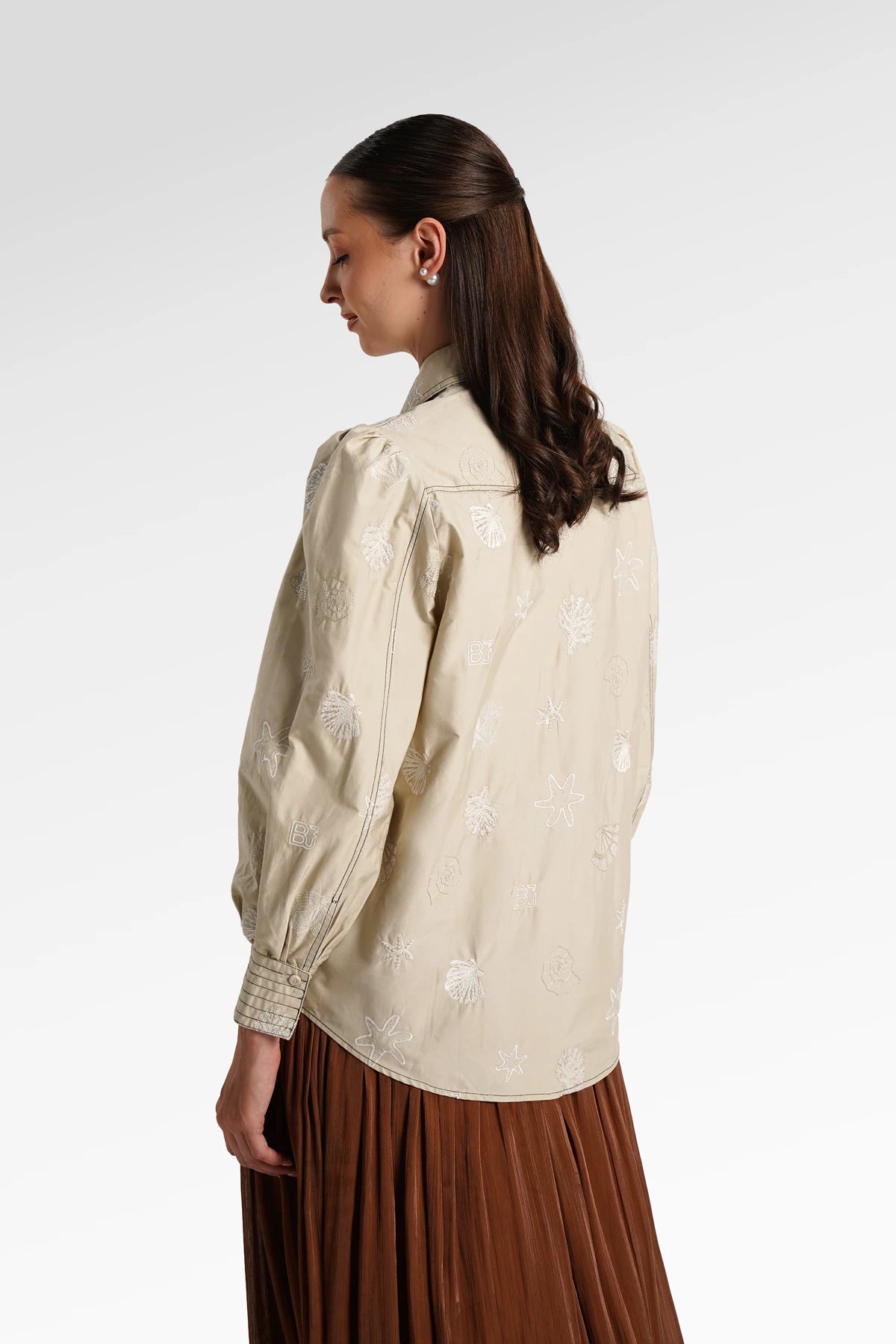 Secret Of The Sea Embroidery Shirt - Sand