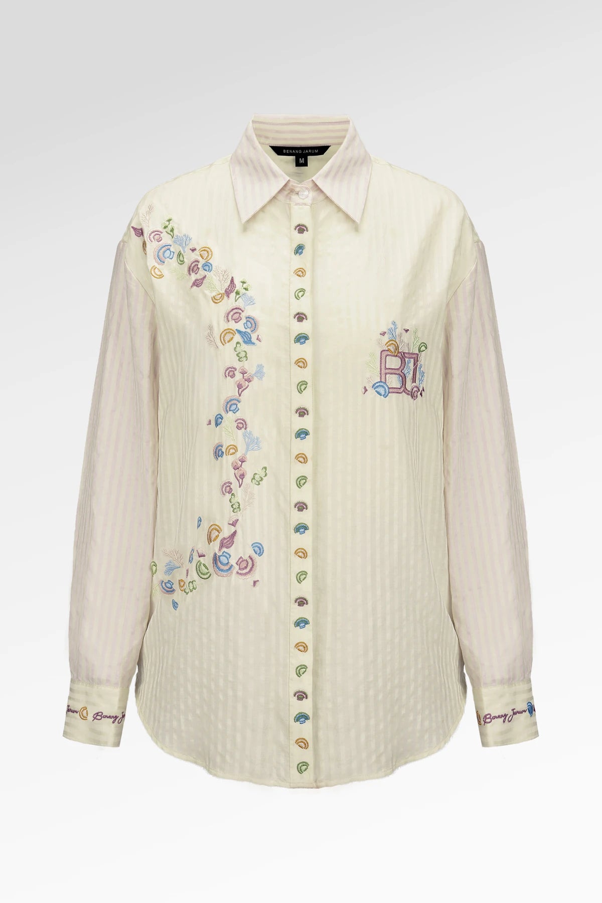 secret of the sea embroidery shell shirt in jellyfish by benang jarum 
