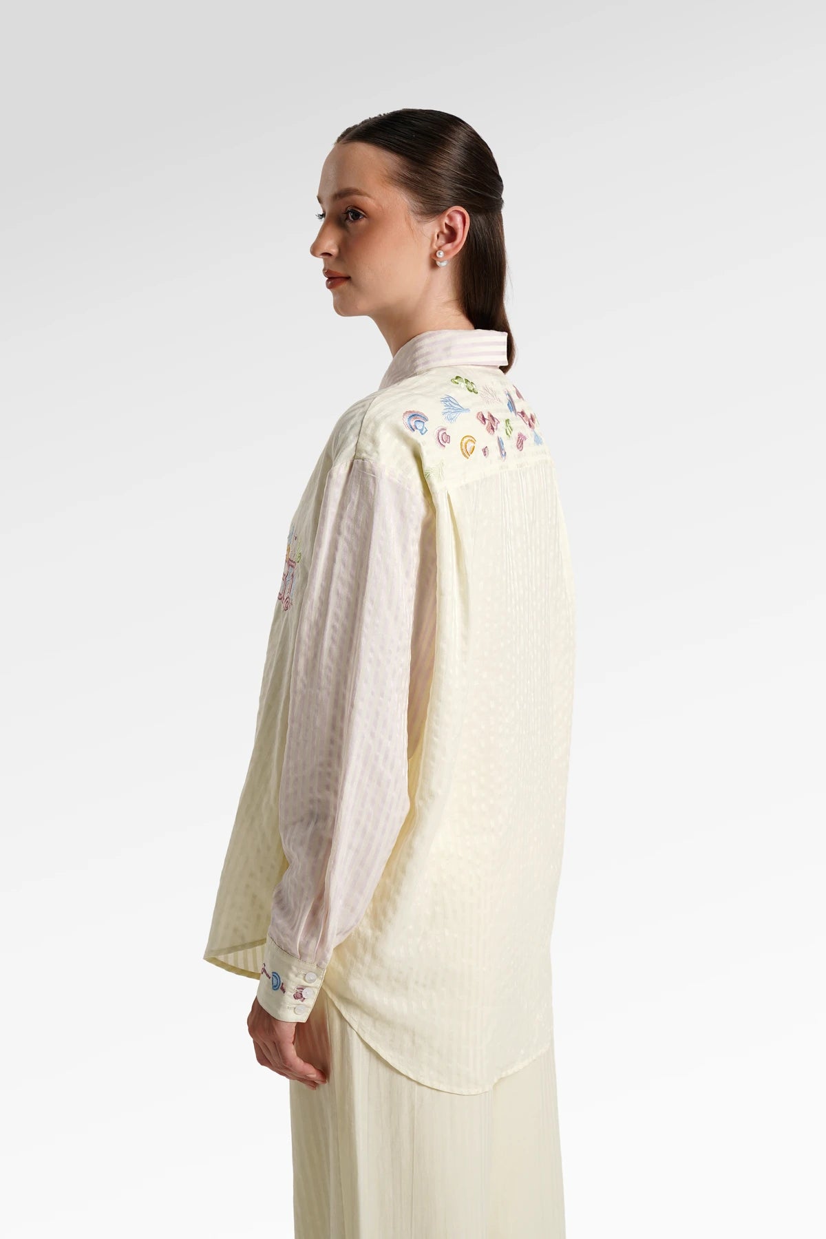 secret of the sea embroidery shell shirt in jellyfish by benang jarum back view
