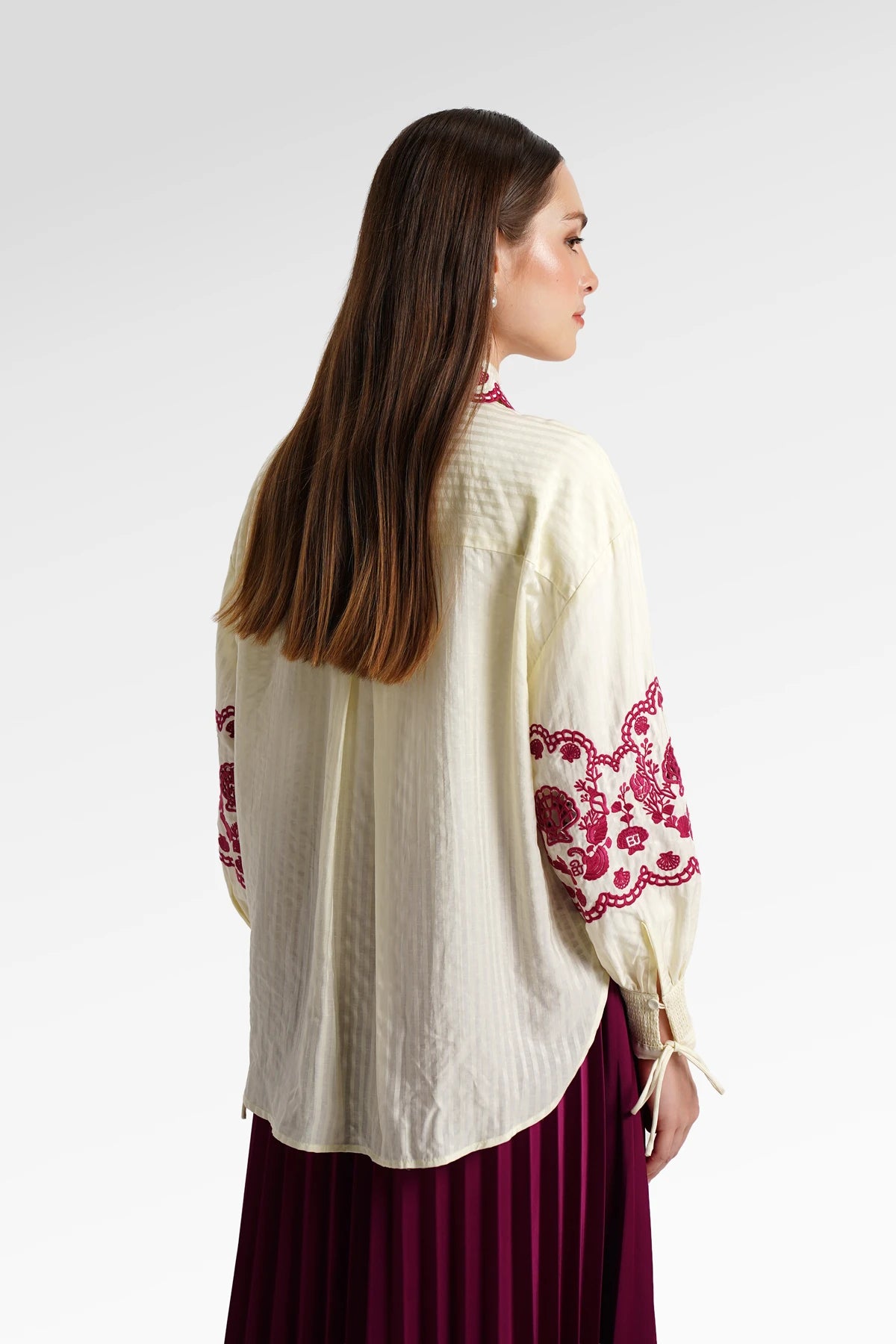 secret of the sea embroidery shirt in jellyfish by benang jarum back view