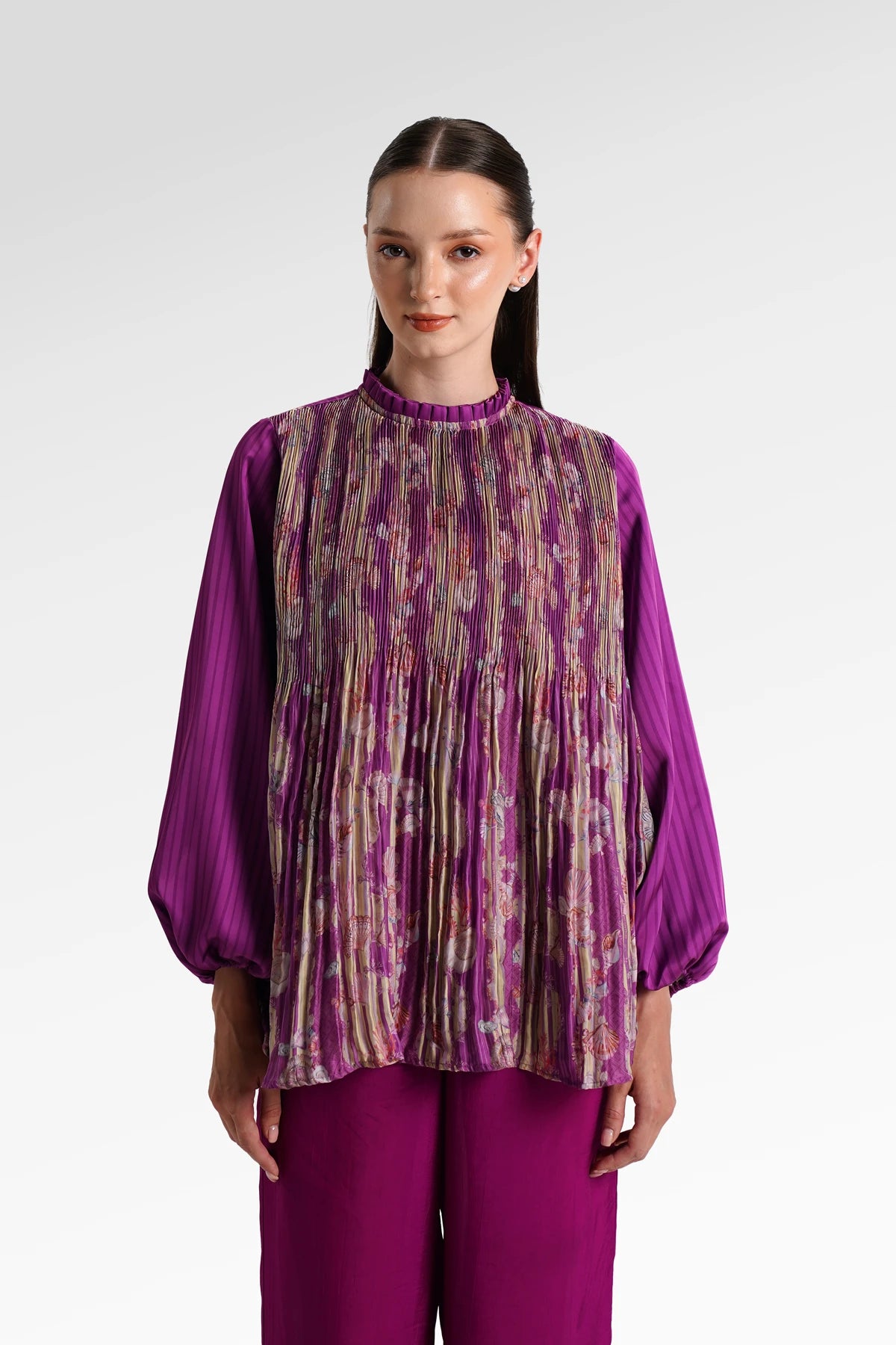 Secret Of The Sea Pleated Blouse - Algae