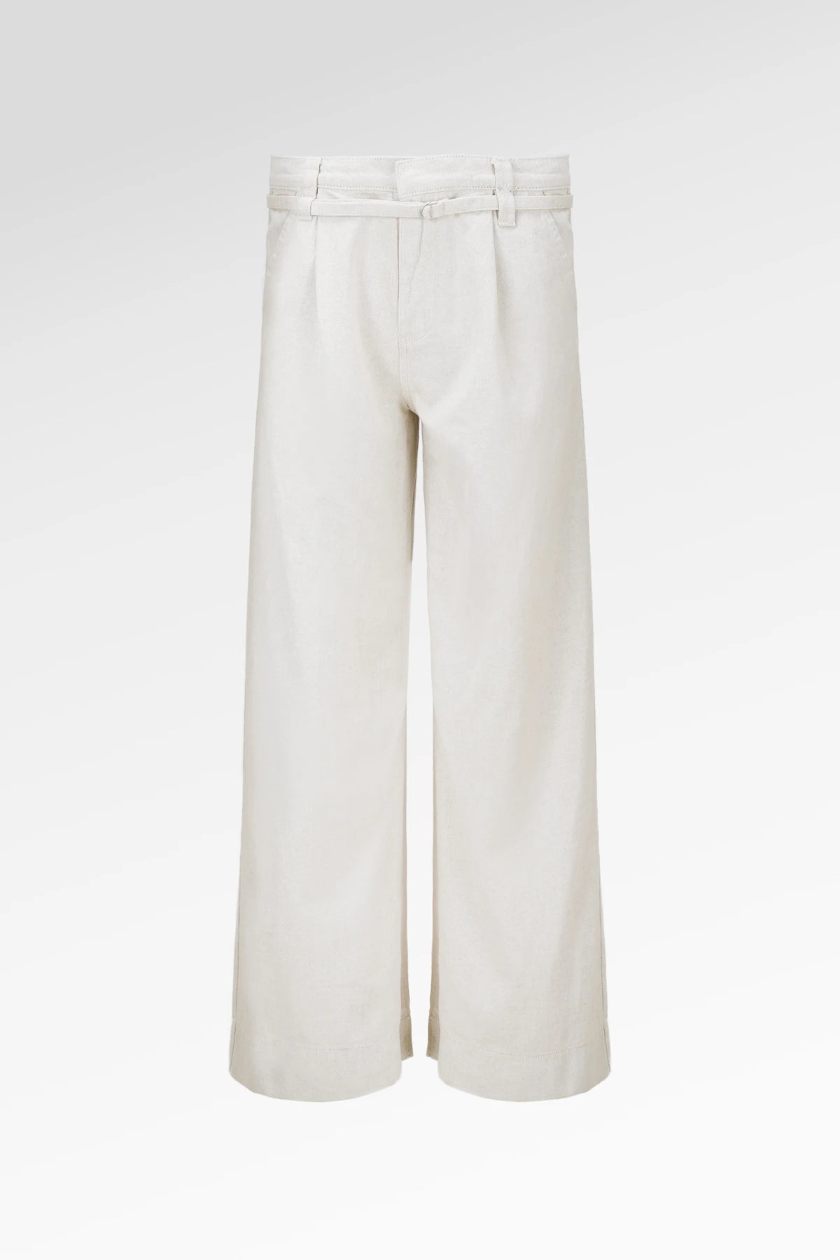 Signature Belted Denim Pants - White