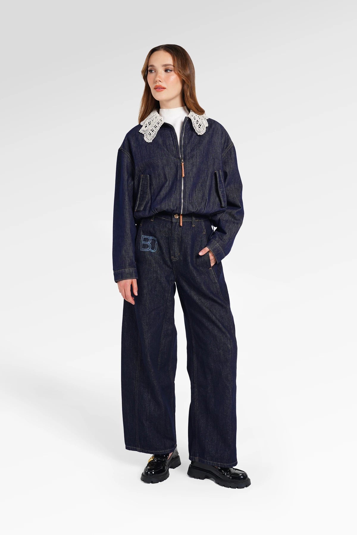 Signature Wide Denim Pants - Blue