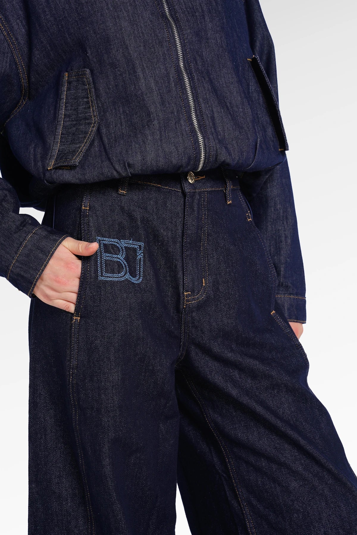 Signature Wide Denim Pants - Blue