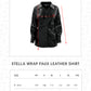 Stella Wrap Faux Leather Shirt - Black