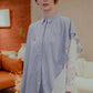 Striped Shirt with Layered - Blue